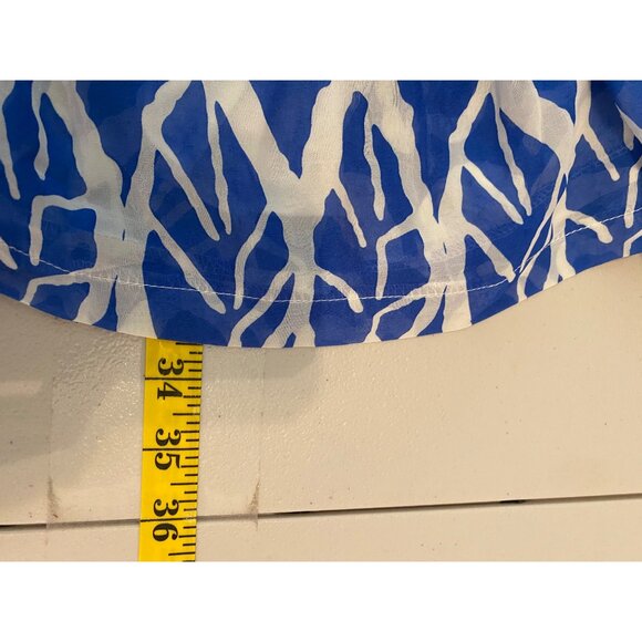 Xtaren Sleeveless Blue & White Leaf Print Dress With Belt Large - Picture 6 of 9